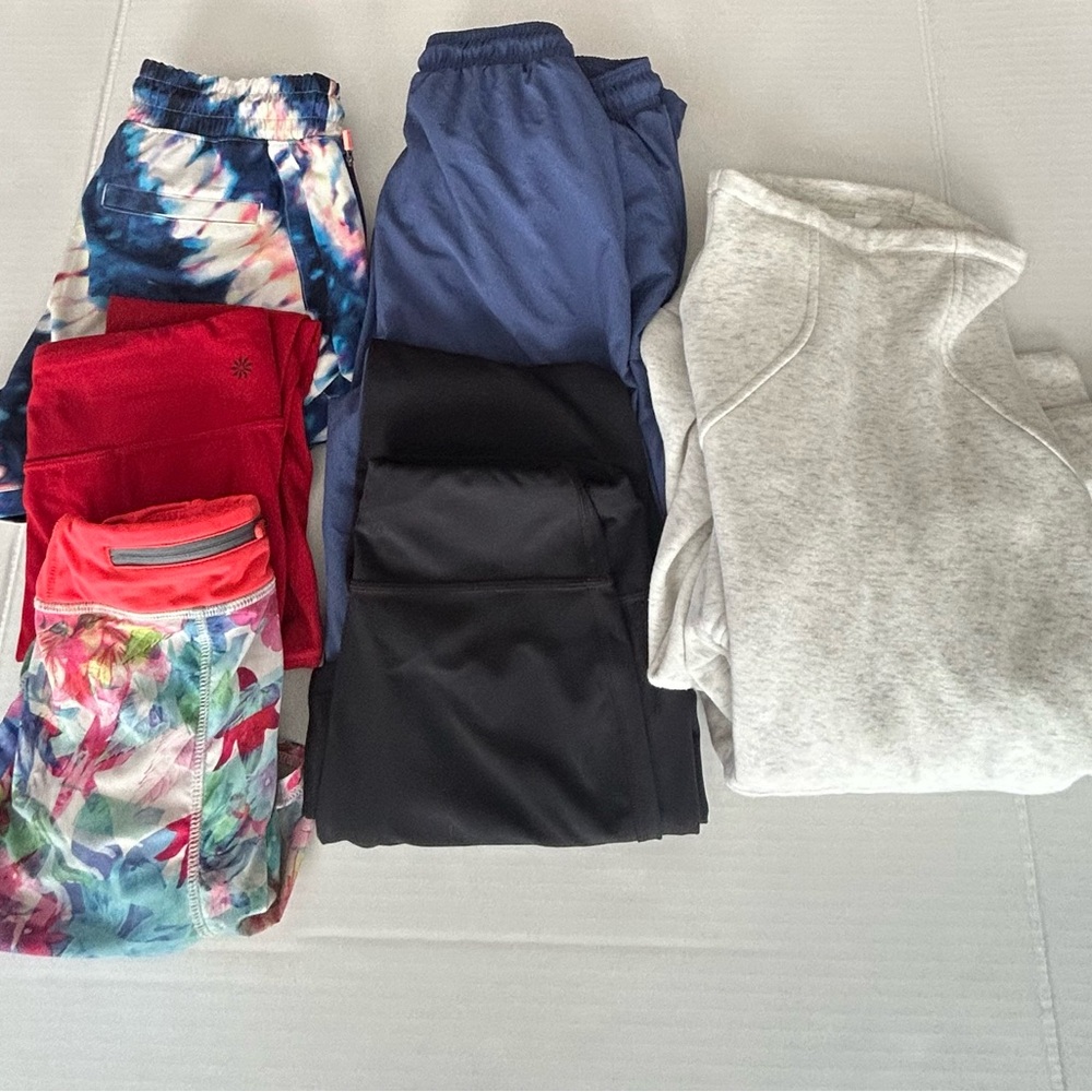 Lot Of 6 Athleta Girl Sz 12 Shorts Leggings Pants Sweatshirt - Picture 1 of 10